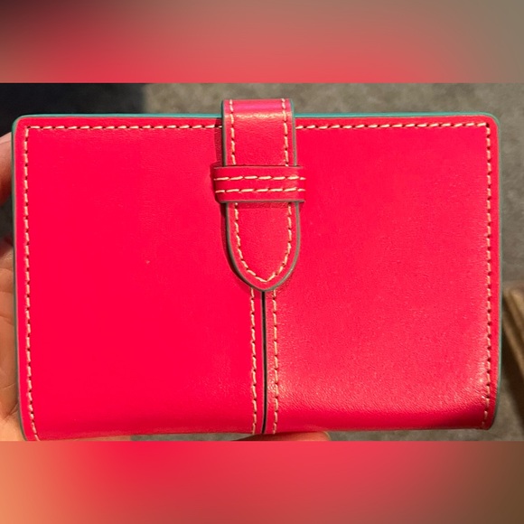 Baekgaard Pink Leather Wallet Inside has three card slots, pad & pen. Brand New! - Picture 2 of 4